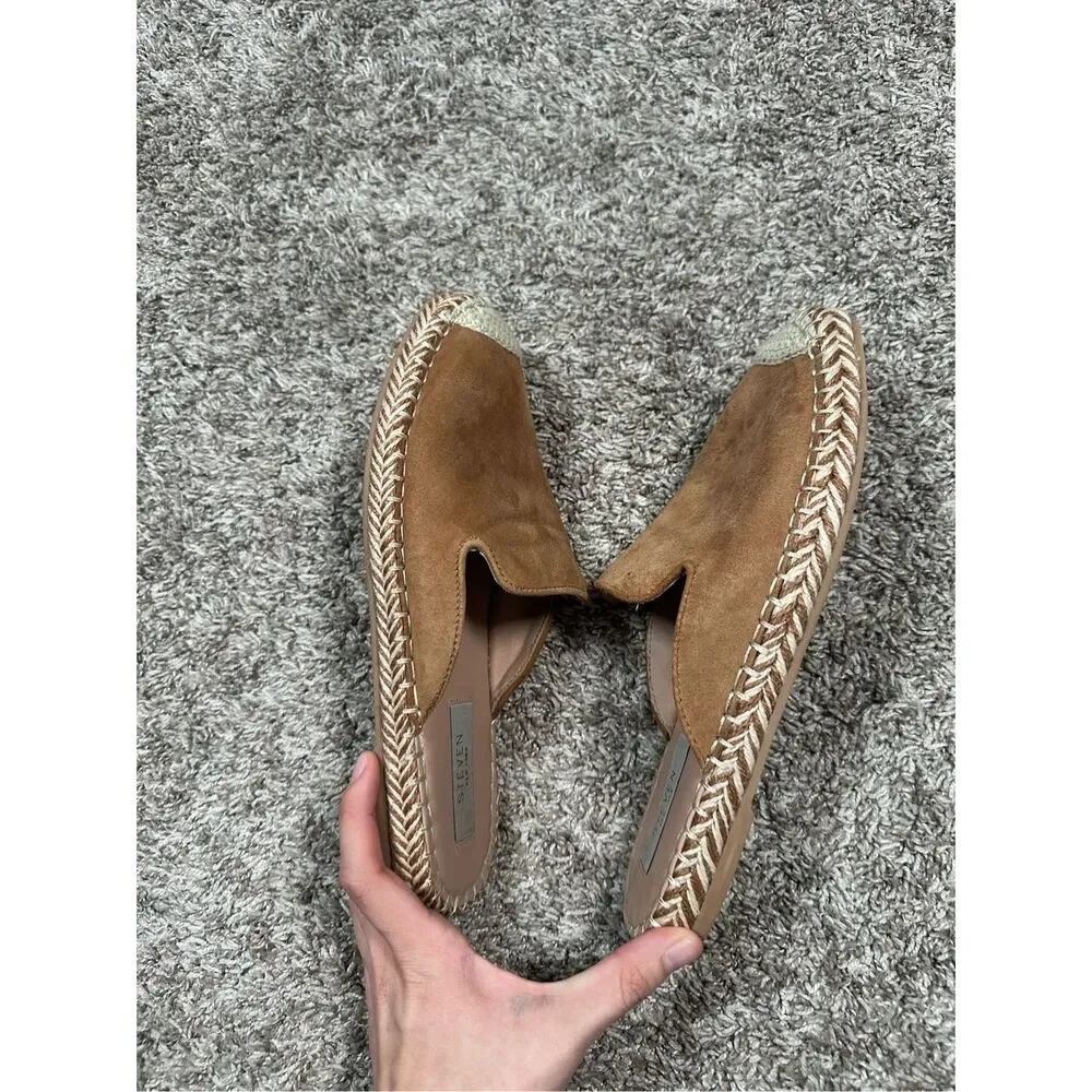 Steven High Mule Tan Suede Leather Espadrille Flats Slip On Shoes Women’s 8